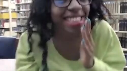 Flashing her pussy in a public library